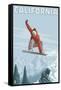 California - Snowboarder Jumping-Lantern Press-Framed Stretched Canvas