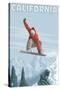 California - Snowboarder Jumping-Lantern Press-Stretched Canvas