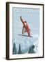 California - Snowboarder Jumping-Lantern Press-Framed Art Print