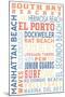 California - South Bay Beaches - Typography-Lantern Press-Mounted Art Print