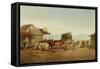 California Stagecoach Halt, 1875 (Oil on Canvas)-William Hahn-Framed Stretched Canvas