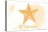 California - Starfish - Yellow - Coastal Icon-Lantern Press-Stretched Canvas