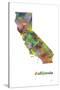 California State Map 1-Marlene Watson-Stretched Canvas