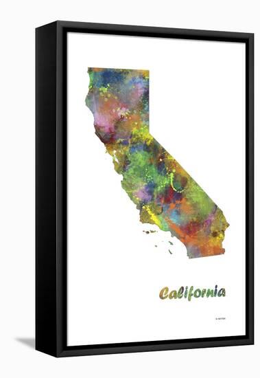 California State Map 1-Marlene Watson-Framed Stretched Canvas