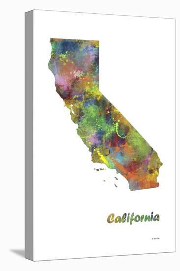 California State Map 1-Marlene Watson-Stretched Canvas