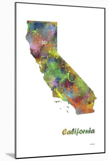 California State Map 1-Marlene Watson-Mounted Giclee Print