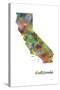 California State Map 1-Marlene Watson-Stretched Canvas