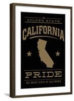 California State Pride - Gold on Black-Lantern Press-Framed Art Print