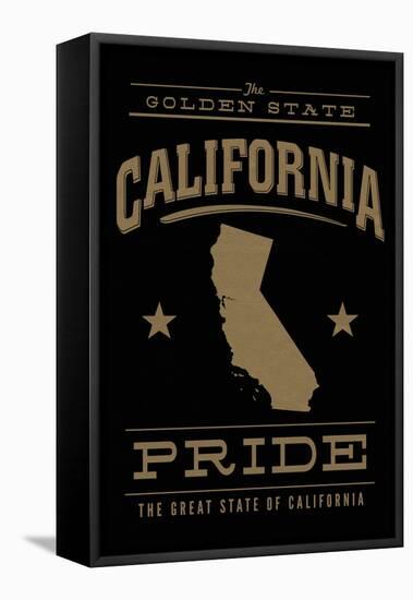 California State Pride - Gold on Black-Lantern Press-Framed Stretched Canvas