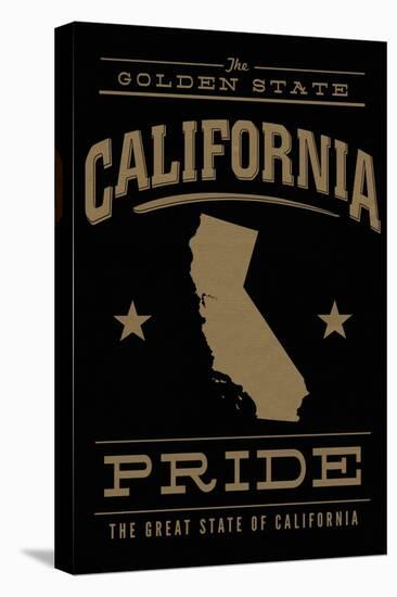 California State Pride - Gold on Black-Lantern Press-Stretched Canvas