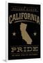 California State Pride - Gold on Black-Lantern Press-Framed Art Print