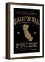 California State Pride - Gold on Black-Lantern Press-Framed Art Print