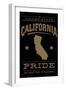 California State Pride - Gold on Black-Lantern Press-Framed Art Print