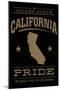 California State Pride - Gold on Black-Lantern Press-Mounted Art Print