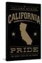 California State Pride - Gold on Black-Lantern Press-Stretched Canvas