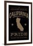 California State Pride - Gold on Black-Lantern Press-Framed Art Print