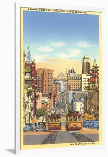 California Street, Cable Cars, San Francisco, California-null-Framed Art Print