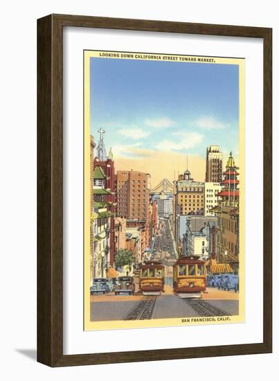 California Street, Cable Cars, San Francisco, California-null-Framed Art Print