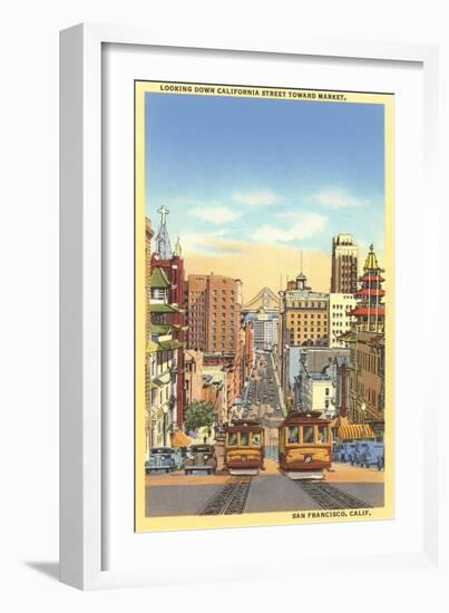 California Street, Cable Cars, San Francisco, California-null-Framed Art Print