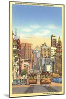 California Street, Cable Cars, San Francisco, California-null-Mounted Art Print