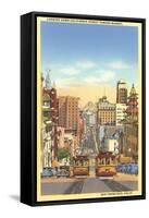 California Street, Cable Cars, San Francisco, California-null-Framed Stretched Canvas