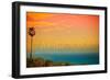 California - Sunset and Bird-Lantern Press-Framed Art Print