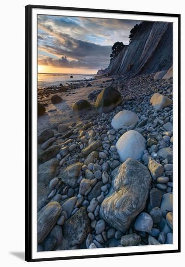 California. Sunset on the Emerging Rocks at Bowling Ball Beach, Schooner Gulch State Beach-Judith Zimmerman-Framed Premium Photographic Print