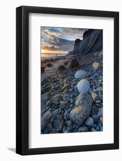 California. Sunset on the Emerging Rocks at Bowling Ball Beach, Schooner Gulch State Beach-Judith Zimmerman-Framed Photographic Print