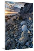 California. Sunset on the Emerging Rocks at Bowling Ball Beach, Schooner Gulch State Beach-Judith Zimmerman-Stretched Canvas