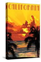 California - Sunset-Lantern Press-Stretched Canvas