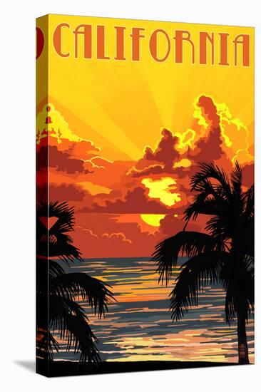 California - Sunset-Lantern Press-Stretched Canvas