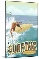 California - Surfer-Lantern Press-Mounted Art Print