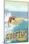 California - Surfer-Lantern Press-Mounted Art Print