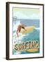 California - Surfer-Lantern Press-Framed Art Print