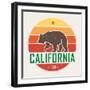 California T-Shirt with Grizzly Bear. T-Shirt Graphics, Design, Print, Typography, Label, Badge. Ve-rikkyal-Framed Art Print