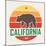California T-Shirt with Grizzly Bear. T-Shirt Graphics, Design, Print, Typography, Label, Badge. Ve-rikkyal-Mounted Art Print