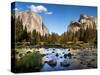 California, the Merced River, El Capitan, and Cathedral Rocks in Yosemite Valley-Ann Collins-Stretched Canvas