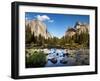 California, the Merced River, El Capitan, and Cathedral Rocks in Yosemite Valley-Ann Collins-Framed Photographic Print