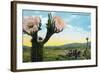 California - View of a Flowering Cactus-Lantern Press-Framed Art Print