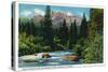 California - View of Castle Crags in the Sacramento River Canyon, c.1936-Lantern Press-Stretched Canvas