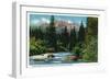 California - View of Castle Crags in the Sacramento River Canyon, c.1936-Lantern Press-Framed Art Print