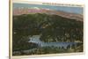 California - View of Lake Gregory & San Bernardino Mountains-Lantern Press-Stretched Canvas