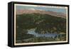 California - View of Lake Gregory & San Bernardino Mountains-Lantern Press-Framed Stretched Canvas