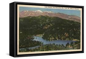 California - View of Lake Gregory & San Bernardino Mountains-Lantern Press-Framed Stretched Canvas