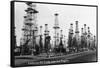 California - View of Oil Fields near Los Angeles-Lantern Press-Framed Stretched Canvas