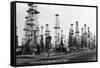 California - View of Oil Fields near Los Angeles-Lantern Press-Framed Stretched Canvas