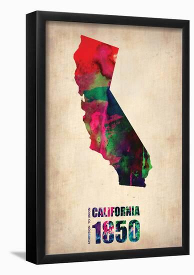 California Watercolor Map-NaxArt-Framed Poster