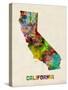 California Watercolor Map-Michael Tompsett-Stretched Canvas