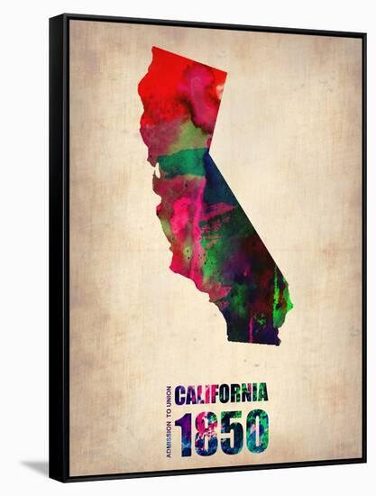 California Watercolor Map-NaxArt-Framed Stretched Canvas