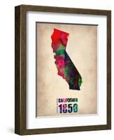 California Watercolor Map-NaxArt-Framed Art Print